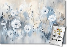 Fotótapéta Flizelina Kert Rét Kék Fehér Margaréta Virágok 200x140 ragasztó