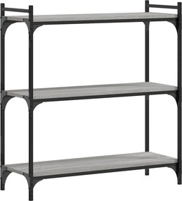 vidaXL 3 szintes szürke sonoma szerelt fa könyvespolc 80 x 30 x 86 cm
