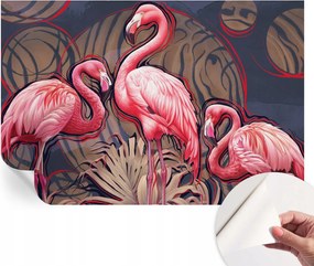 Öntapadós Dekoratív Fotótapéta Hálószobába Rózsaszín flamingók 104x70 cm