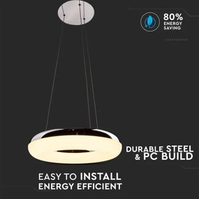 LED Csillár zsinóron LED/40W/230V 3000K átm. 40 cm fényezett króm