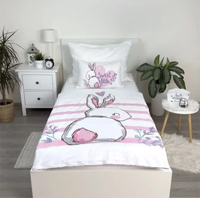 Pamut ágynemű babáknak BUNNY SWEET fehér Ágyneműhuzat mérete: 40 x 60 cm | 100 x 135 cm