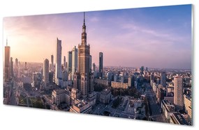 Üvegképek Varsó Sunrise felhőkarcolók panoráma 120x60cm 2 fogas