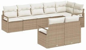 vidaXL Kerti Kanapé Szett párnával 8 pcs Beige és Fehér polirattan