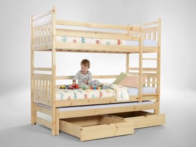 Wilsondo PETRA 5 emeletes ágy pótággyal - natúr borovi Méret: 180x80