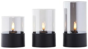 Brilliant - 3 darabos BOUGIE LED gyertya szett LED/2xAA IP44, fekete/füstszínű