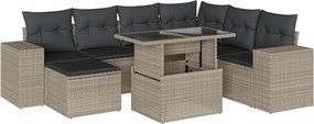 vidaXL 8 részes világosszürke polyrattan kerti ülőgarnitúra párnával