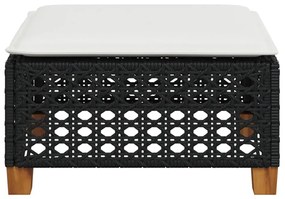 Fekete polyrattan kerti szék párnával 63,5 x 56 x 32 cm
