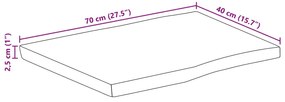 tömör mangófa természetes élű asztallap 70 x 40 x 2,5 cm
