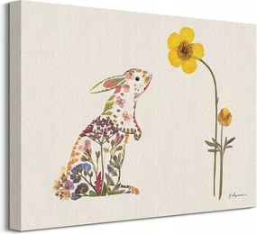 Nyuszi és Sárga virág vászonkép 40x30 cm
