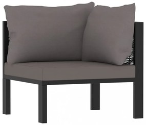 9 részes antracitszürke kerti polyrattan ülőgarnitúra párnákkal