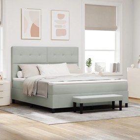 Boxspring Ágy Matraccal és Padlóval, Világosszürke, 180x200 cm, Bársony