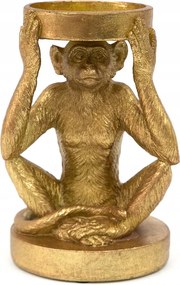 Gyertyatartó Majom Gorilla Arany 20cm 1 Gyertyához