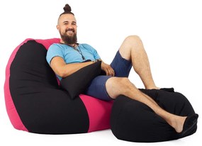 Fekete - Magenta ALL IN Bicolor XXL Babzsákfotel Garnitúra