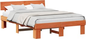 vidaXL Ágykeret fejtámlával Faggyú barna 160 x 200 cm Tömör fenyőfa