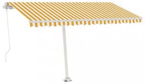 sárga és fehér kézzel kihúzható LED-es napellenző 400 x 300 cm