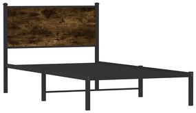 füstös tölgy színű fém ágykeret matrac nélkül 100 x 190 cm
