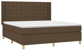 barna szövet rugós és LED-es ágy matraccal 160x200 cm