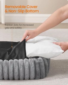 Közepes kutyafekhely, puha párnázással, mosható, 71 x 55 x 18 cm, galambszürke