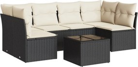 vidaXL 7 részes fekete polyrattan kerti ülőgarnitúra párnával