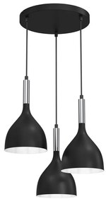 Csillár zsinóron NOAK 3xE27/15W/230V fekete/króm