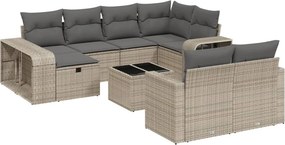 vidaXL 11 részes szürke polyrattan kerti ülőgarnitúra párnákkal