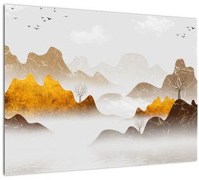Kép - Hegyek a ködben (70x50 cm)