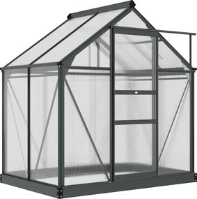 Outsunny Polikarbonát Üvegház Bejárható Kerti Üvegház Alumínium Kerti Üvegház Készlet Kültéri Növény Üvegház Tolóajtó Tetőablak Szellőző Eresz Megerős