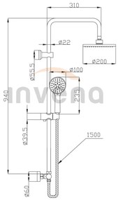Invena Esla, zuhanyoszlop termosztatikus csapteleppel, króm, INV-AU-94-D01-C