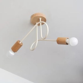 Felületre szerelhető csillár OXFORD 2xE27/15W/230V fenyő/krémszínű