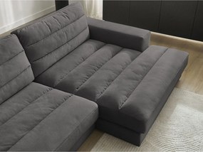 Antracitszürke bársony sarokkanapé (jobb oldali-heverő résszel) Sierra – Bobochic Paris