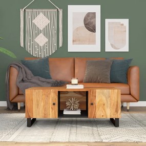 Tömör akácfa és szerelt fa dohányzóasztal 100 x 54 x 40 cm
