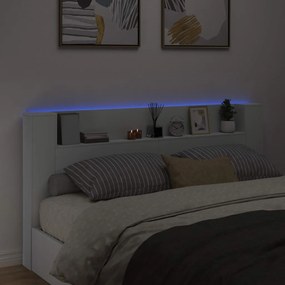 Fejtámla LED -es lámpákkal Fehér 200 x 16,5 x 103,5 cm Faanyag