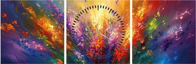 Kép - A virágok absztrakciója (órával) (90x30 cm)