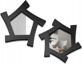 Sens két darabos dekorációs tükör szett fekete Mdf keretben 2x 70x70 cm