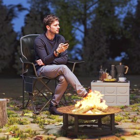 Outsunny Összecsukható Kempingszék, Hordozható Horgászszék, Párnázott Ülés, Pohártartók, Oldalzsebek és Hordtásk, Összecsukható Szék Túrázáshoz, Horgá