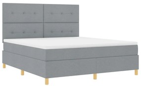 Boxspring ágy matraccal és LED világítással, világosszürke 180x200 cm Szövet