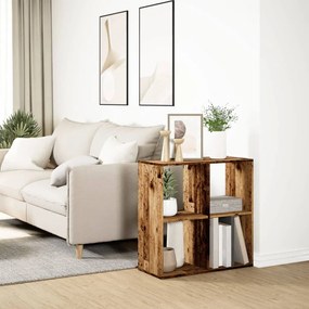 antik fa színű fa térelválasztó könyvespolc 69,5x29x69,5 cm