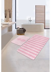 Rózsaszín bársony fürdőszobai kilépő szett 2 db-os 60x100 cm – Mila Home