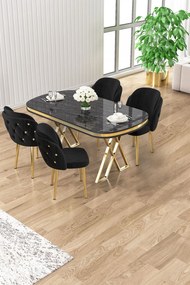 Zae étkezőgarnitúra, fekete márvány-arany, 168 cm – TR240CHR3076