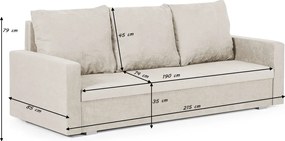 DELLA Háromszemélyes kinyitható kanapé Bézs