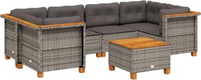 vidaXL 7 részes szürke polyrattan kerti ülőgarnitúra párnákkal