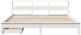 fehér tömör fenyőfa könyvespolcos ágy matrac nélkül 200x200 cm