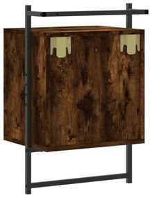 2 db füstös tölgy szerelt fa fali éjjeliszekrény 40x30x61 cm