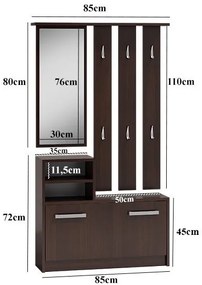 Drohmo GAR előszobafal, 85x180x24 cm, fehér