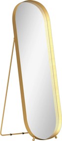 HOMCOM Teljes hosszú tükör 160 x 50 cm Ívelt állványtükör Fém kerettel és törésbiztos üveggel, Álló tükör, Támasztótükör Nappaliba, Hálószobába, Elősz