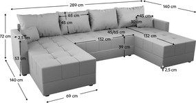 Univerzális ülőgarnitúra, szürke, DUAN U UNI
