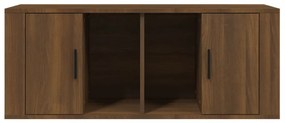barna tölgyszínű szerelt fa TV-szekrény 100 x 35 x 40 cm