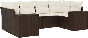 vidaXL 6 részes barna polyrattan kerti ülőgarnitúra párnával