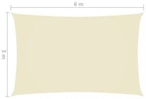 krémszínű téglalap alakú oxford-szövet napvitorla 3 x 6 m