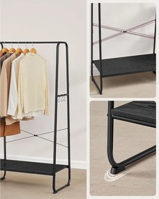 Ruhatartó állvány 45 × 120 × 160 cm, ruhatartó és cipőtartó egyben ébenfekete / matt fekete